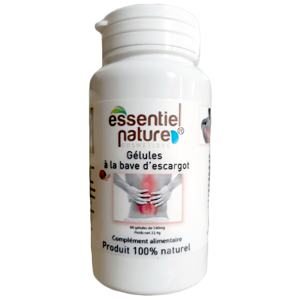 STOP ARTHROSE !!! L'escargot produit une protéine, l'allantoïne, ainsi que des vitamines et de l'acide glycolique, qui lui permettent de reconstituer sa coquille quand elle se fend. Curcuma, Cassis, Reine des Prés, Bave d'Escargot, Boswellia, Harpagophytum