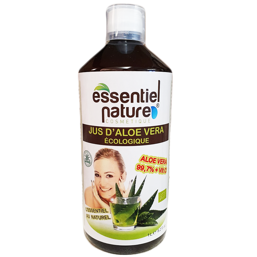Jus Ă boire d'aloe vera issus d'agriculture biologique 99,7% + Vitamine C Bouteille 1 litre