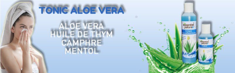 Tonic Aloe Vera spécial peaux acnéiques/grasses Pour en finir avec la peau grasse voici notre Tonic aloe vera naturel avec huile de thym connue pour son action anti-bactérienne et anti-fongique. Formule sûre et efficace dès les premières applications