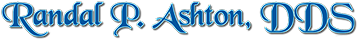 Randal P. Ashton, DDS, blue script text dental office logo.