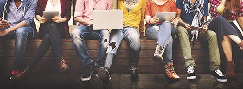 Group of people sitting together relaxing