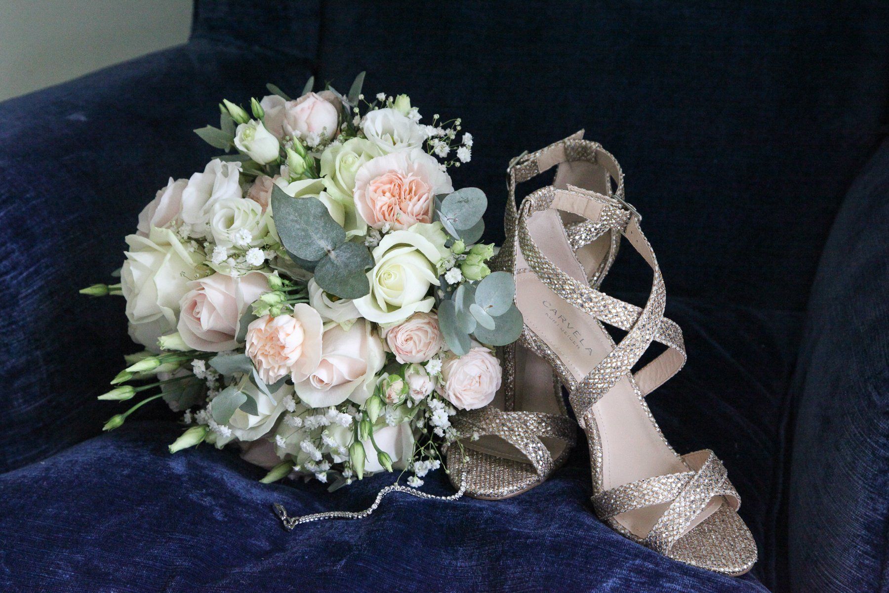 bouquet and shoes