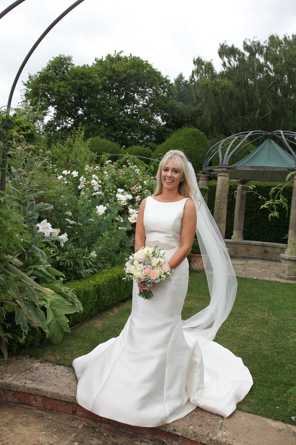 bride in white garden
