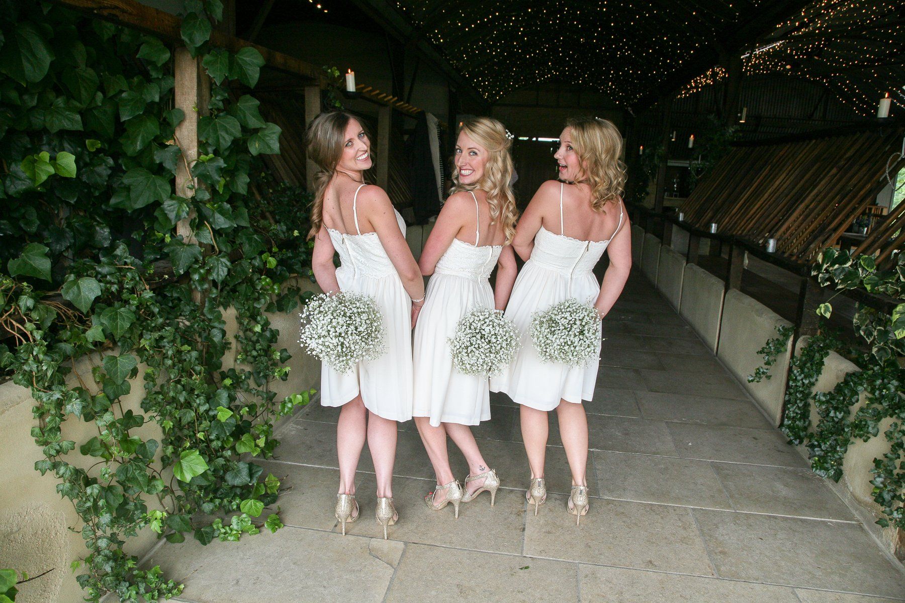 bridesmaids at stone barn