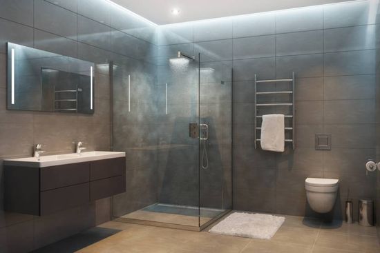 locale bagno con doccia a vista