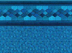Blue swimming pool liner with geometric tile border.