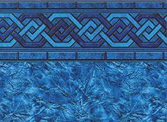 Blue pool liner with ornate geometric border and textured water design.