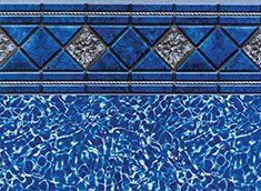 Pool liner with blue tile border and water pattern.