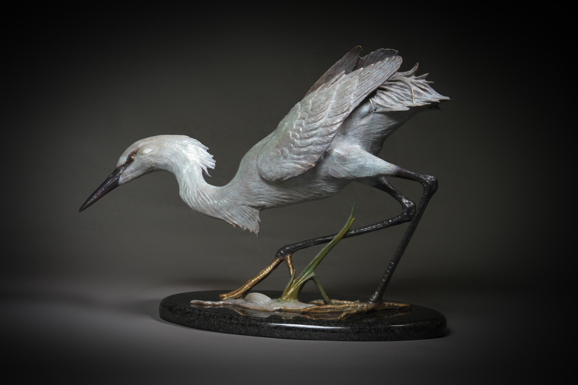 "Snowy Egret" Height: 13  1/2"   Base: 13  1/2 x 8"