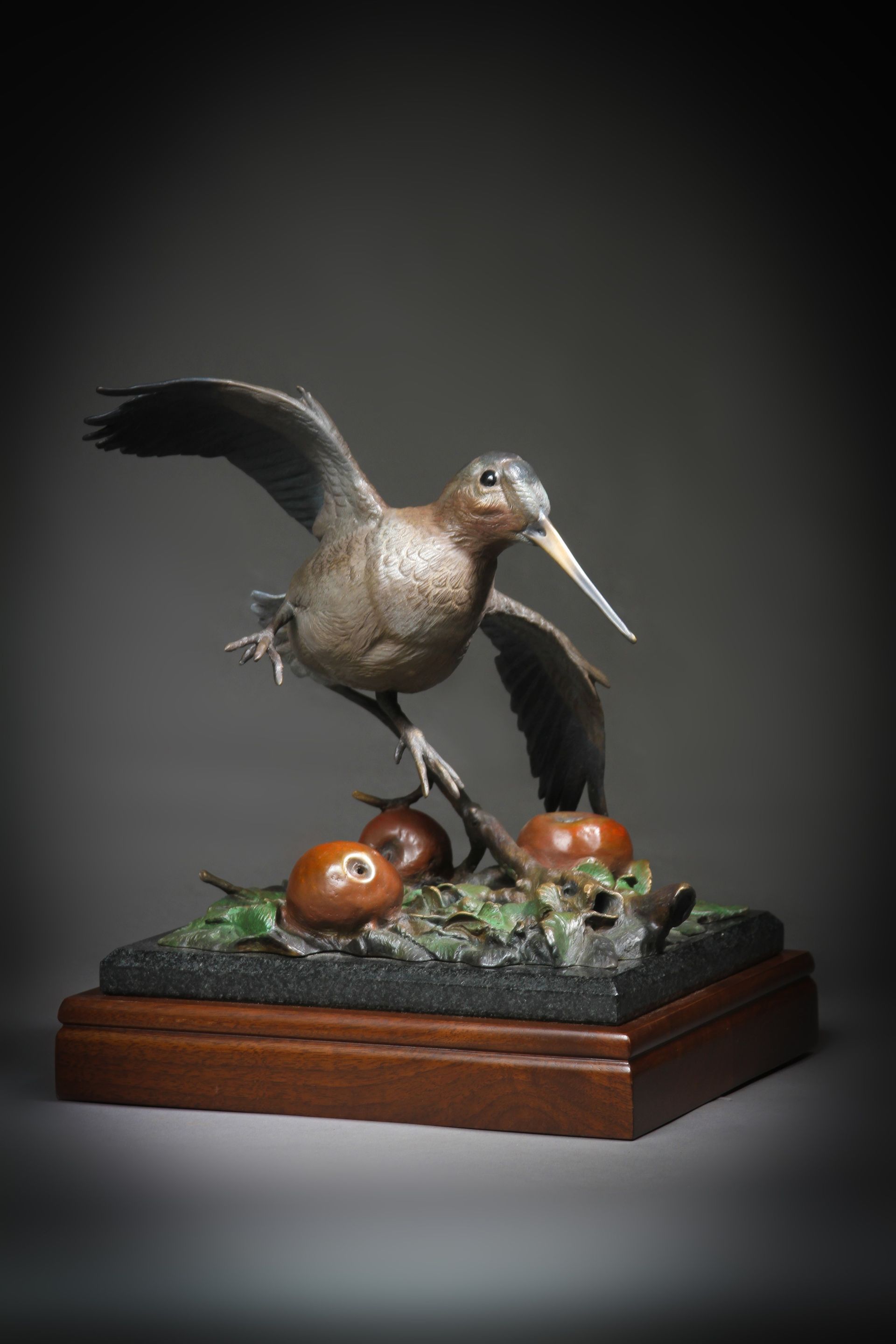 "Wild Apple Woodcock" Height: 13"  Base: 9 x 11"
