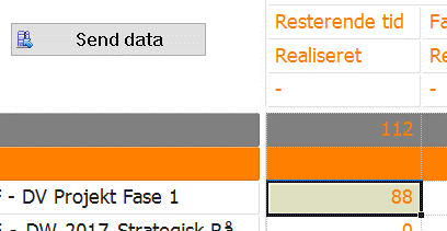 En computerskærm viser en send data-knap