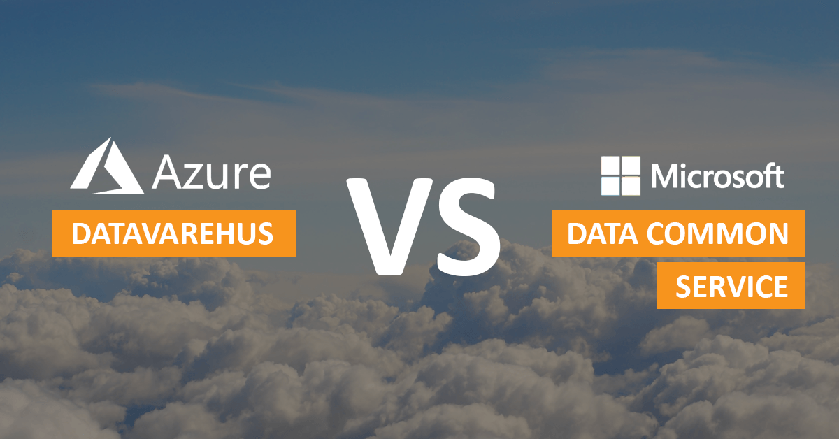 Et billede af skyer med ordene azure datavarehus og microsoft data common service