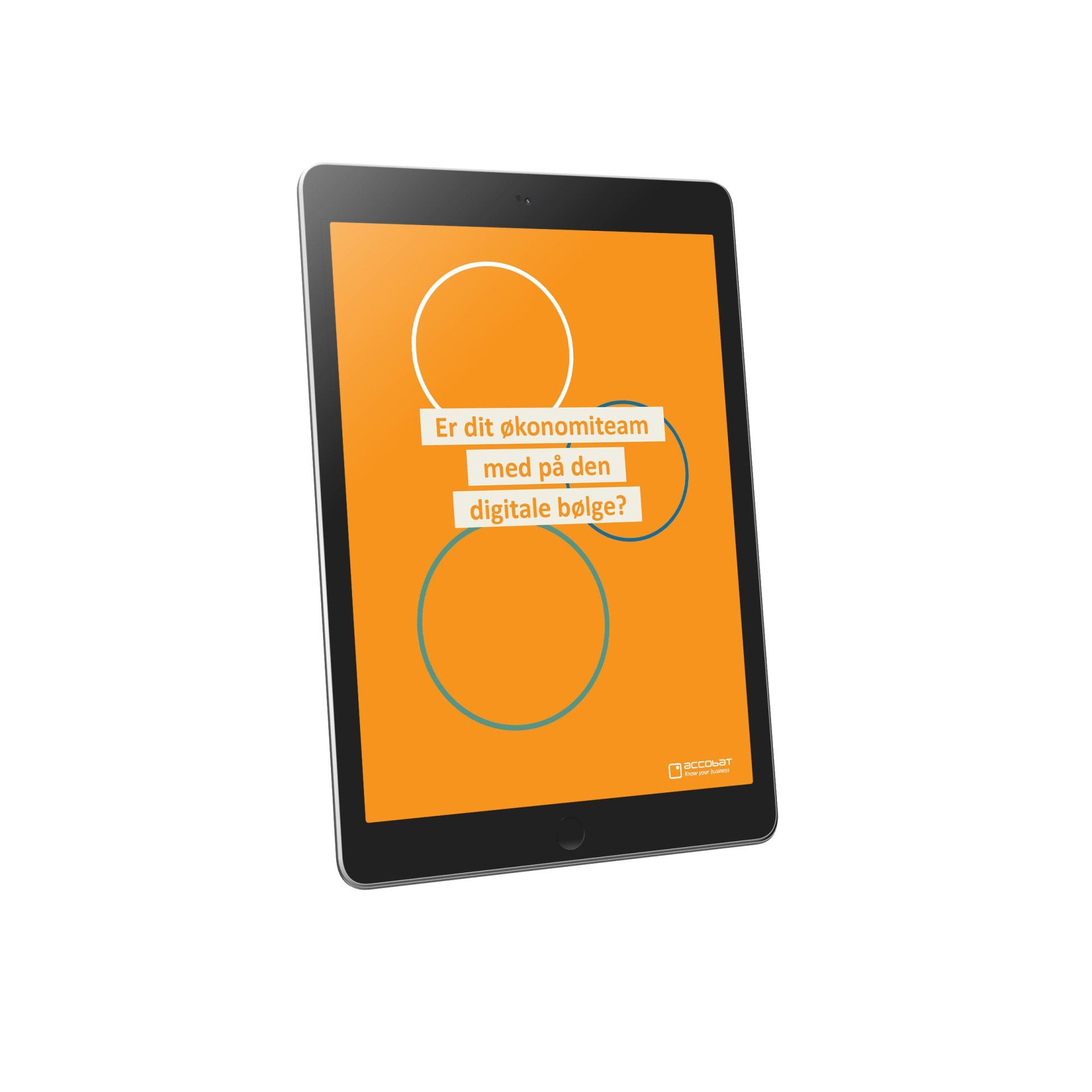 En tablet med en orange skærm og cirkler på