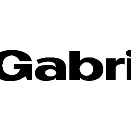 Et sort/hvidt logo til gabri på en hvid baggrund.