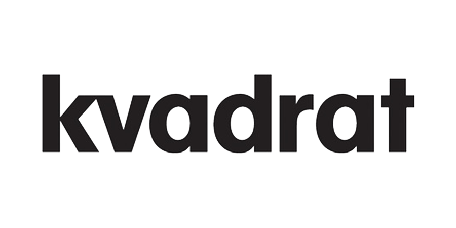The word kvadrat is written in black on a white background.