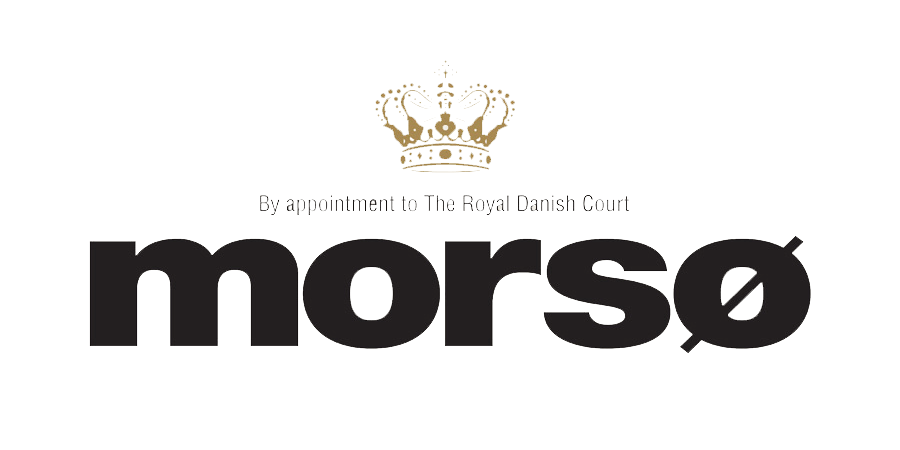A black and gold logo for morso with a crown on it.