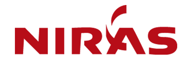 Et rødt niras logo på en hvid baggrund
