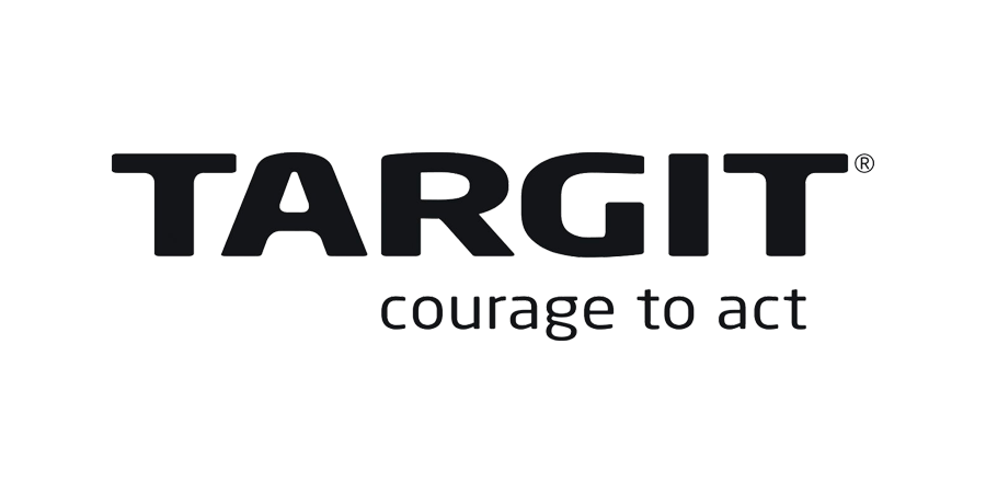 A black and white logo for targit courage to act.
