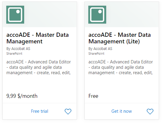 Two advertisements for accoade master data management