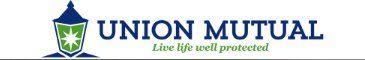Union Mutual logo: Blue and green shield with a star, the company name in navy, tagline in green.