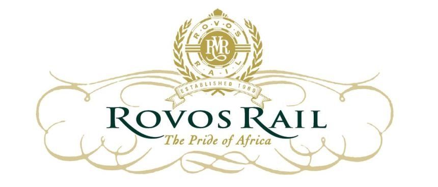 A logo for rovos rail the pride of africa