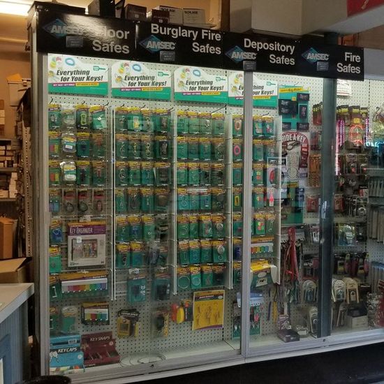 Keys on the glass cabinet — Waterbury, CT — Leo's Key & Lock