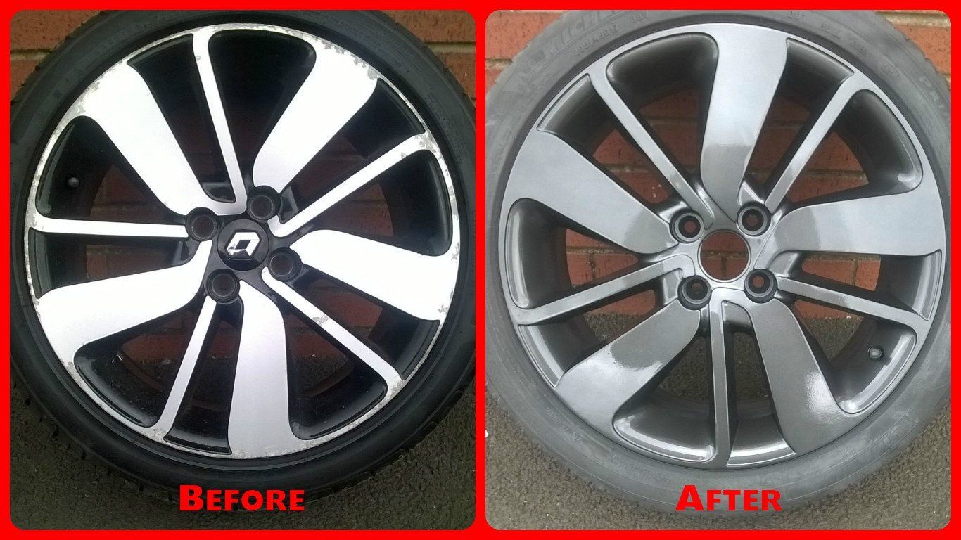 Before and after wheel refurbishment