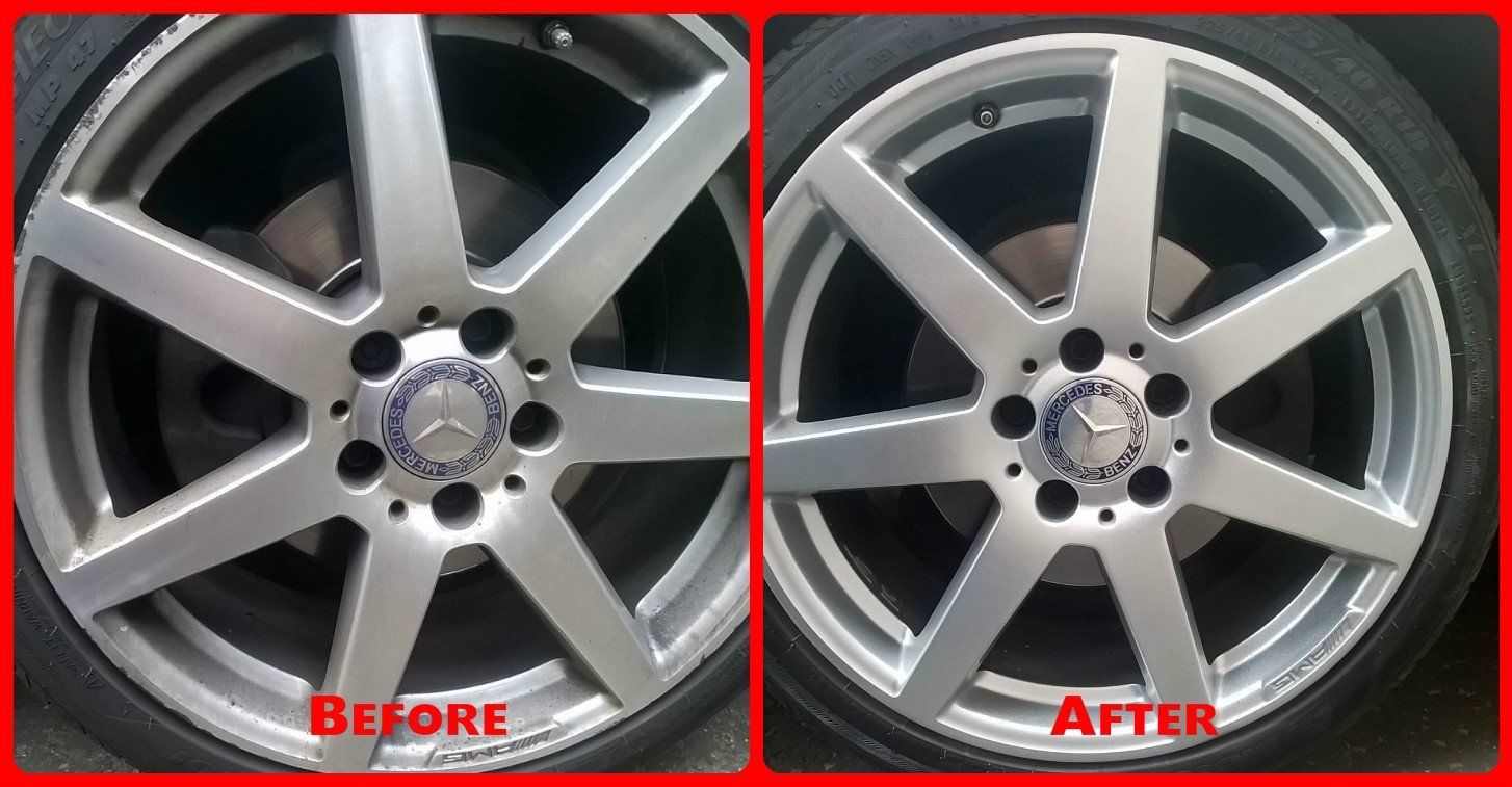 Before and after wheel refurbishment