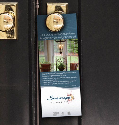 Sample of a door hanger design for a solar film installer.