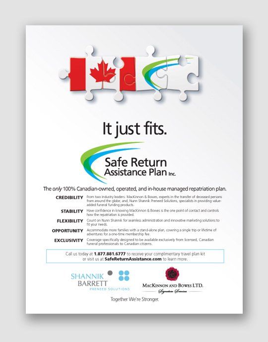 Trade ad design and writing sample.