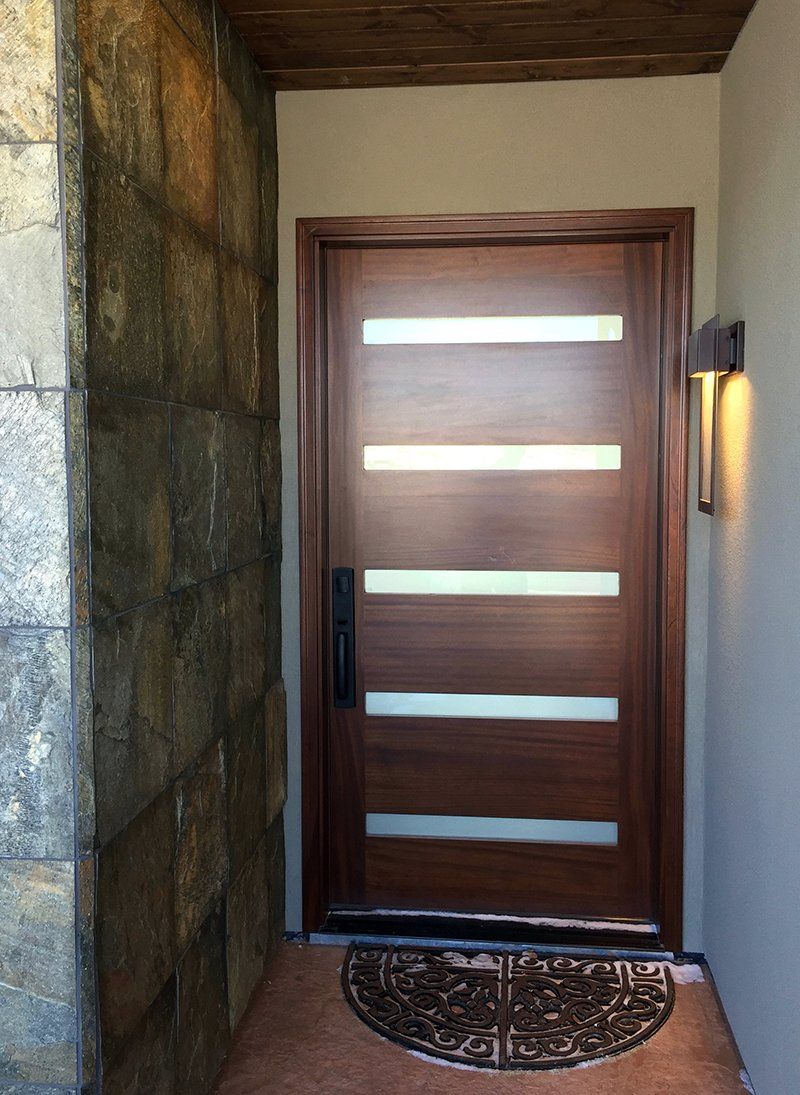 Modern mahogany door with satin glass