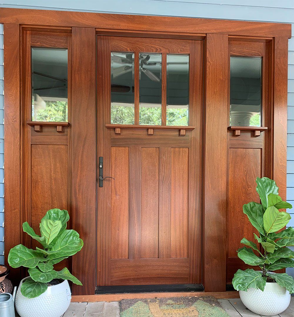 Third lite mahogany door with sidelites