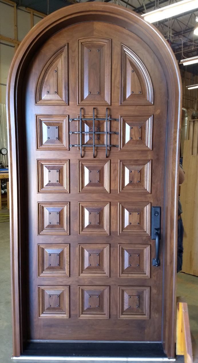 Walnut round top exterior front door factory finished