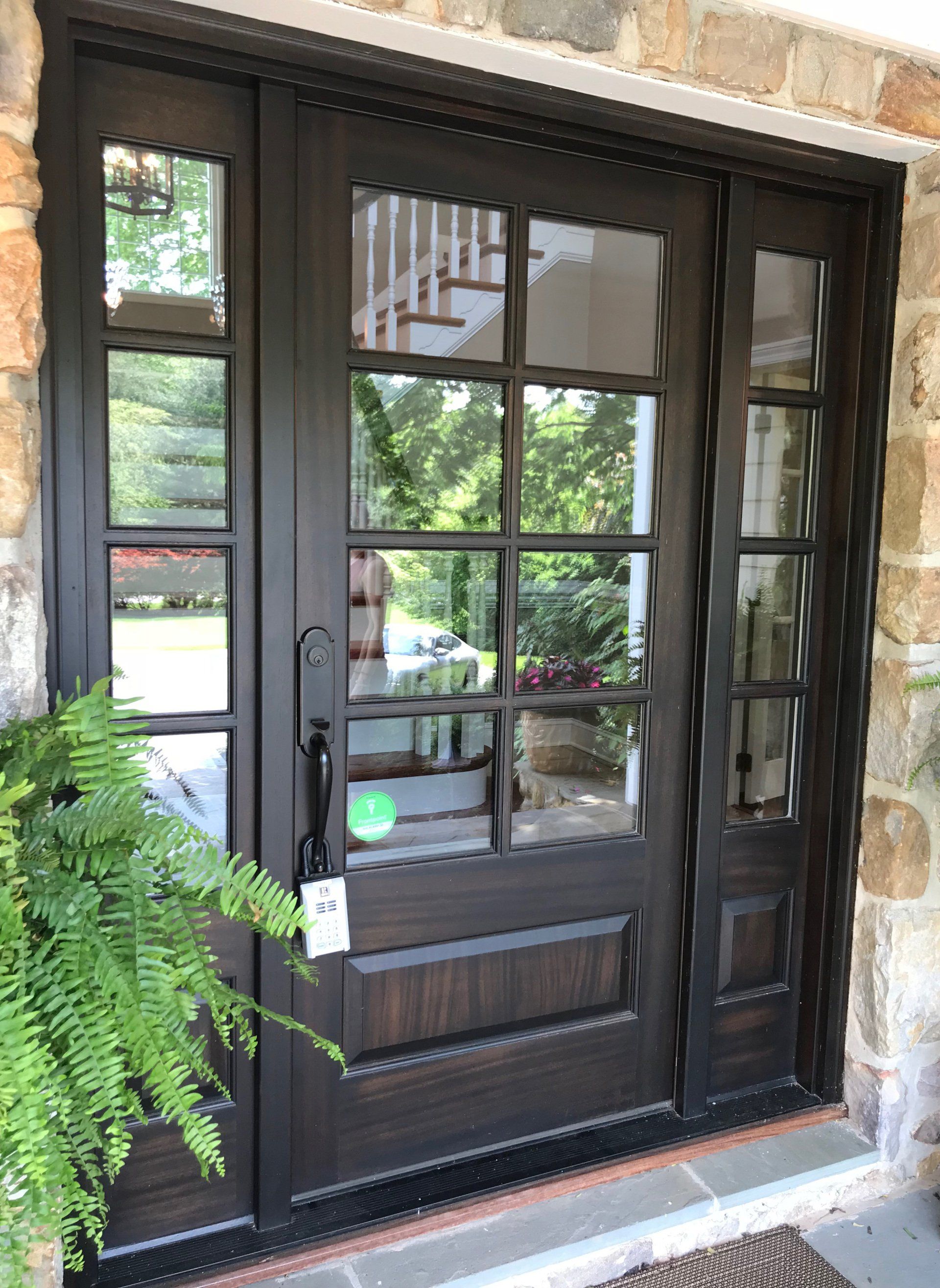 8 lite mahogany entry door with side windows