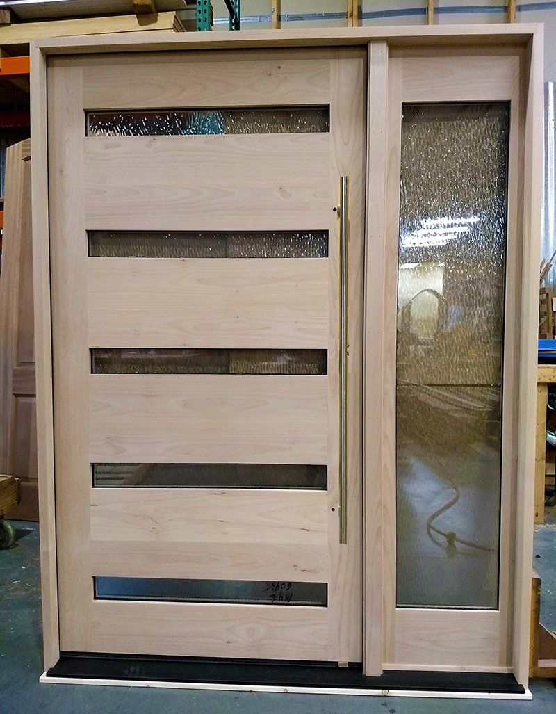 Alder wood modern entry unit with water glass