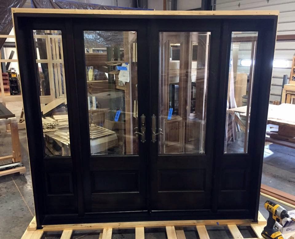Double doors with sidelites - wood and glass entry