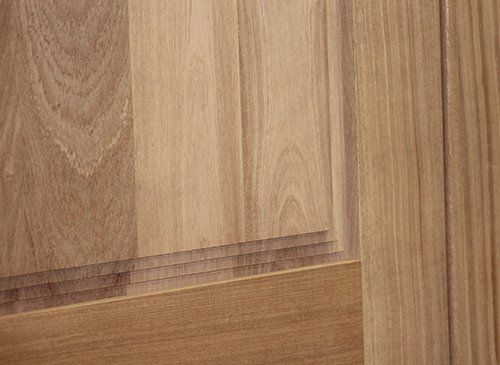 It is a close up of a wooden door.