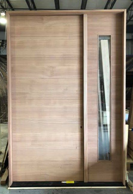 Modern mahogany flush door and side window