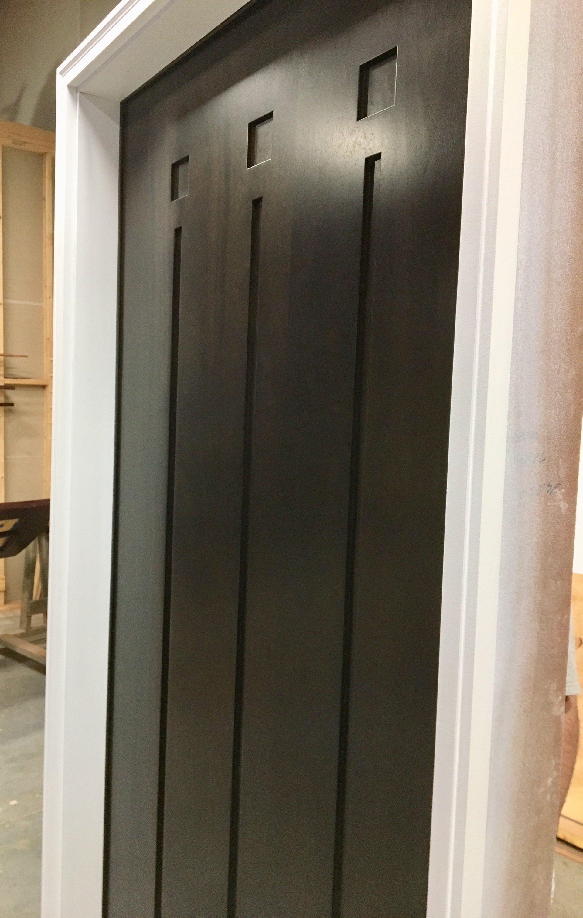 Custom designed modern flush mahogany entry door