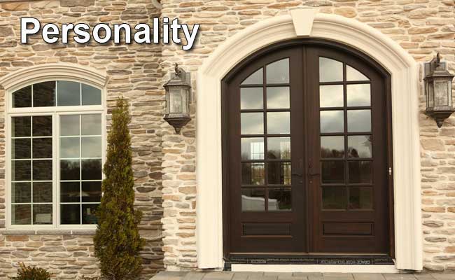 The word personality is on the front of a house