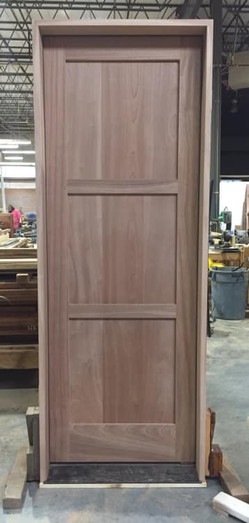 Solid mahogany three panel exterior door.