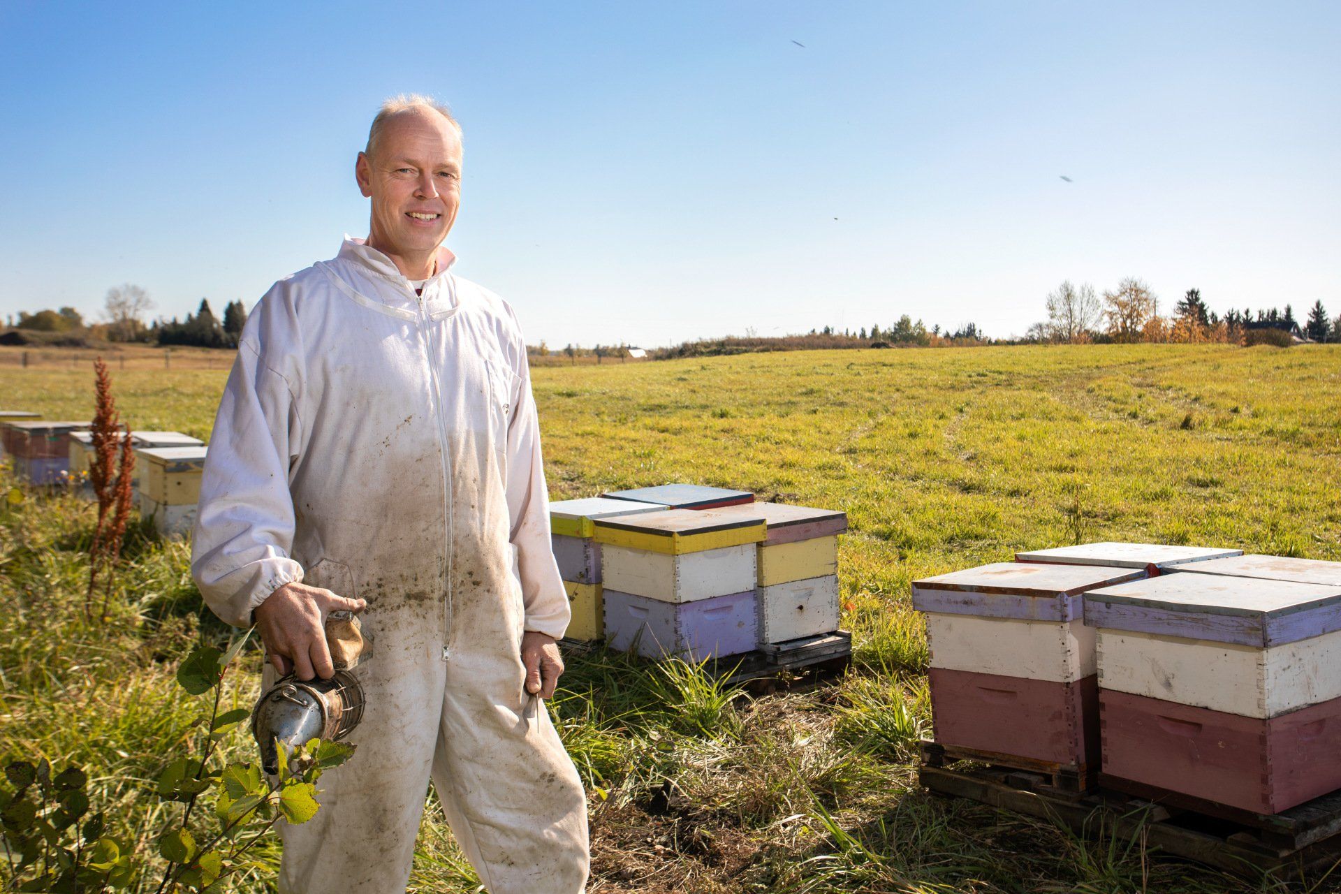 PROFESSIONAL PHOTOGRAPHY  FEATURING RURAL ALBERTA BEE KEEPER FOR VISION CREDIT UNION BY IVY DESIGN INC