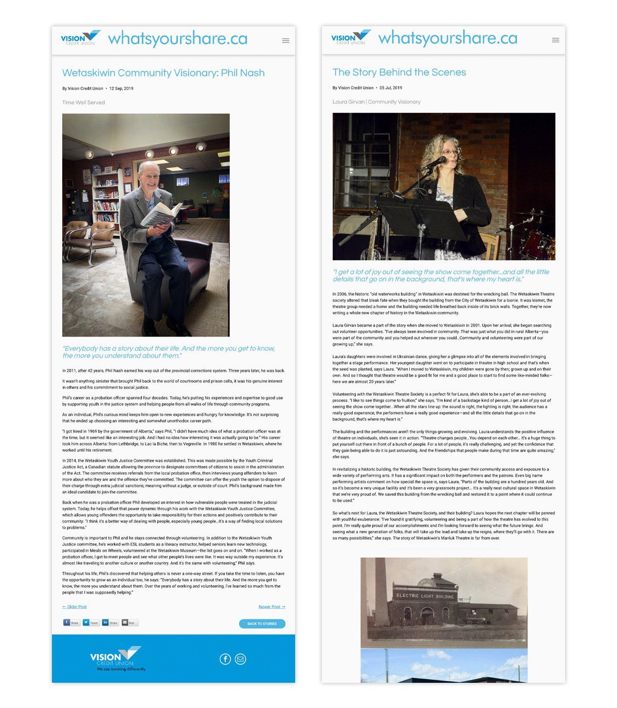 SERIES OF COMMUNITY BLOG ARTICLES WRITTEN BY IVY DESIGN INC FOR VISION CREDIT UNION