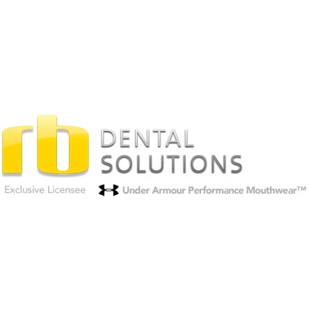 Yellow and gray Dental Solutions logo with Under Armour Performance Mouthwear Exclusive License text