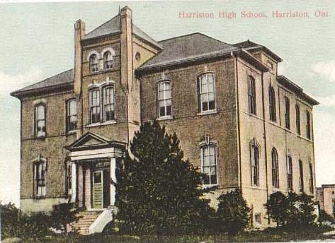 A black and white photo of the harrison high school in harrison ontario