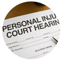 Personal injury court hearing filing