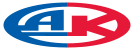 A blue and red circle with the letter a and k inside of it.