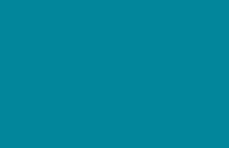 Solid teal background.