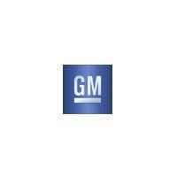 A blue gm logo on a white background.
