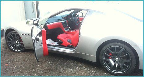 red interiors of a car